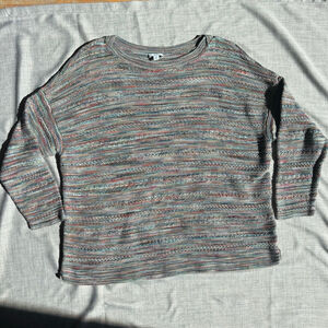 Women's J.Jill 2xl Multicolor Knit Crew Neck Sweater Blue Red Green 100% cotton